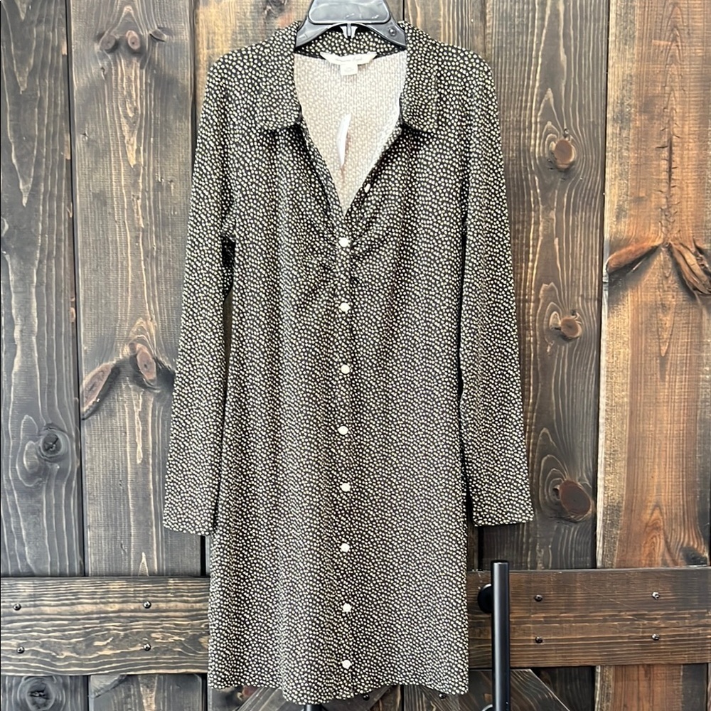 American Eagle Ditsy Floral Ruched Button Front Shirt Dress L NWT Preppy Cottage